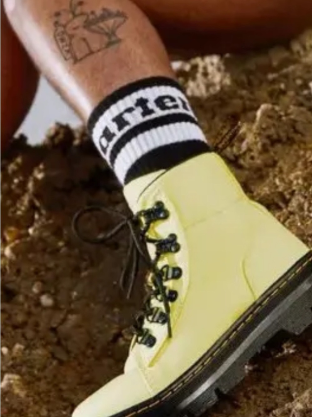 Dr. Martens Lemon Yellow Lace-Up Combat Boots